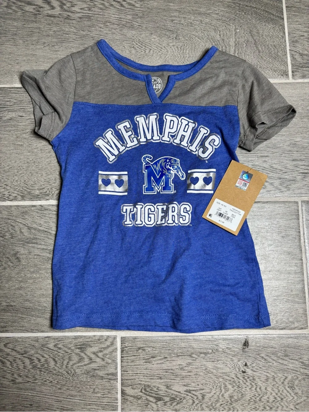 Rivalry Threads Memphis Tigers Royal Blue and Gray Short Sleeve Tee